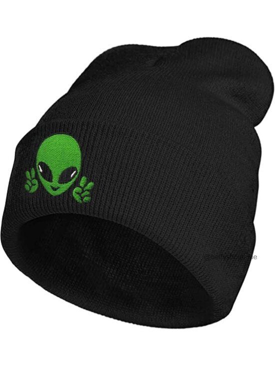 Accessories - Embroidered Knit Beanie Hat 100% Acrylic Cuffed Winter Cap One Size